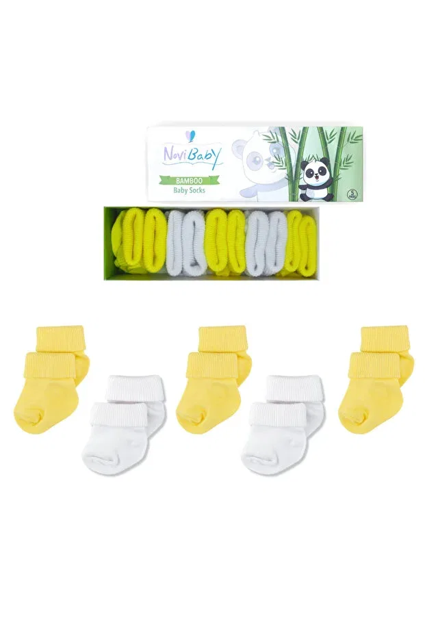 Детские носки для новорожденных хлопковые набор 5 шт Basics Novibaby, Sunshine
