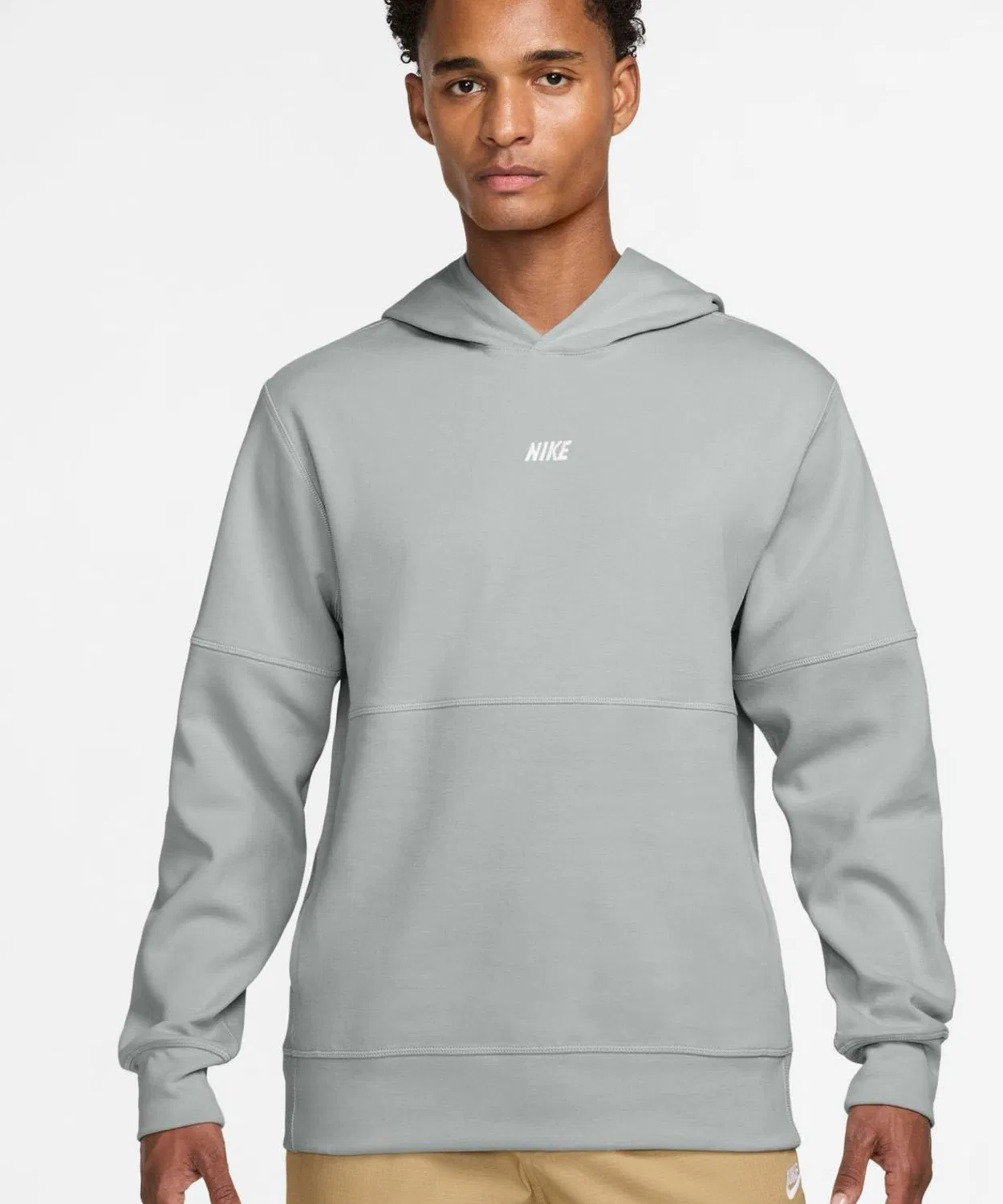 Мужское худи с длинным рукавом однотонное, с брендовым логотипом NIKE, Серый