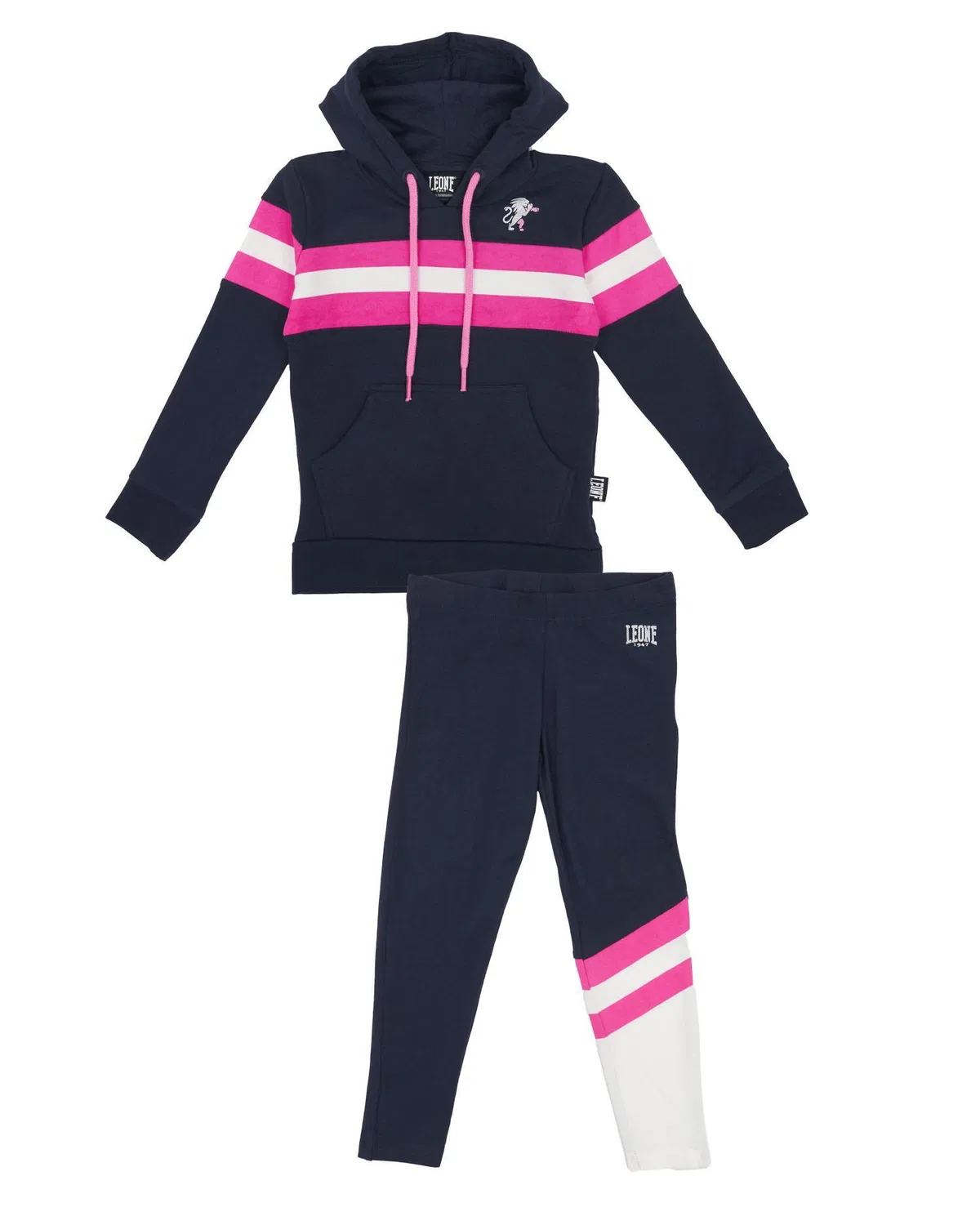 Детский спортивный костюм для девочек с капюшоном, модель Basic Line, Leone 1947 Apparel, Schwarz — фото 2