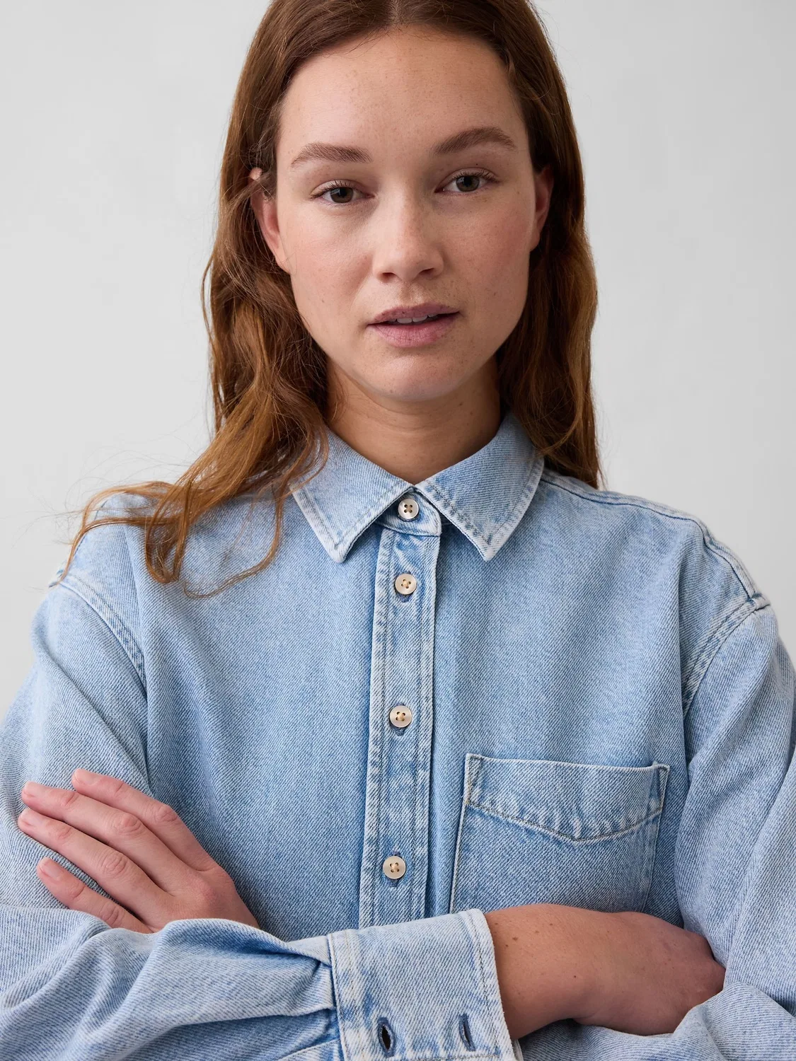 Рубашка джинсовая Oversized Gap Light Wash — фото 4