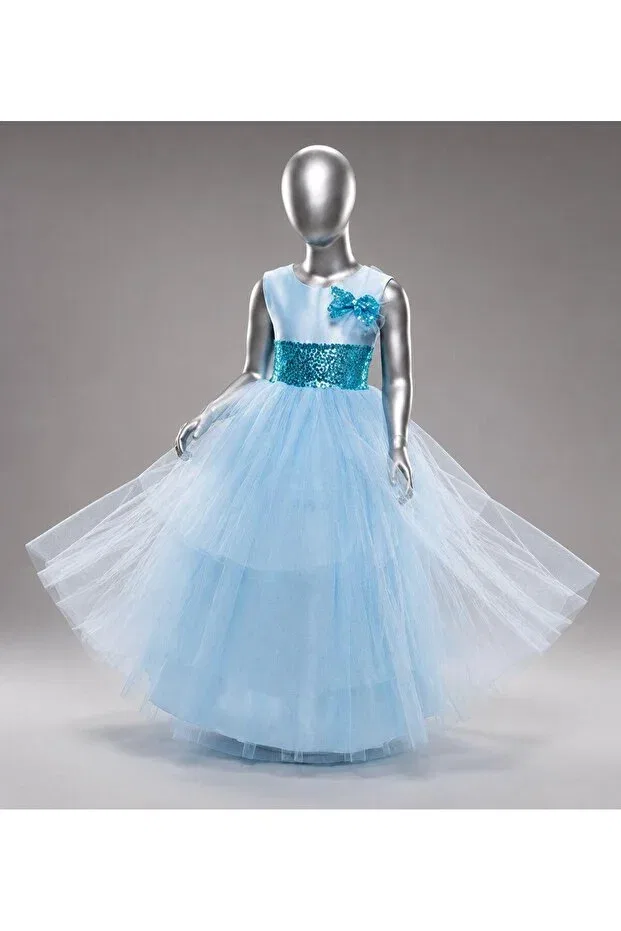 Детское платье для девочек с многослойным тюлем Jannock, Blue