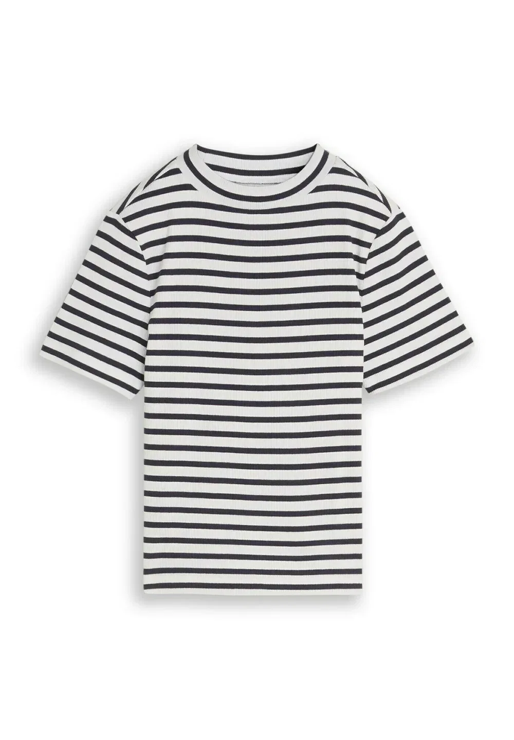 Укороченная футболка с полосатым рисунком - футболка с принтом Tom Tailor, Dark Blue White Thin Stripe