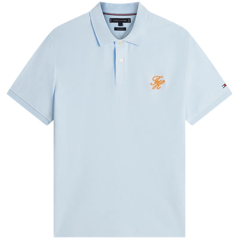 Мужское поло с вышитым логотипом Tommy Hilfiger, Light Blue CYR