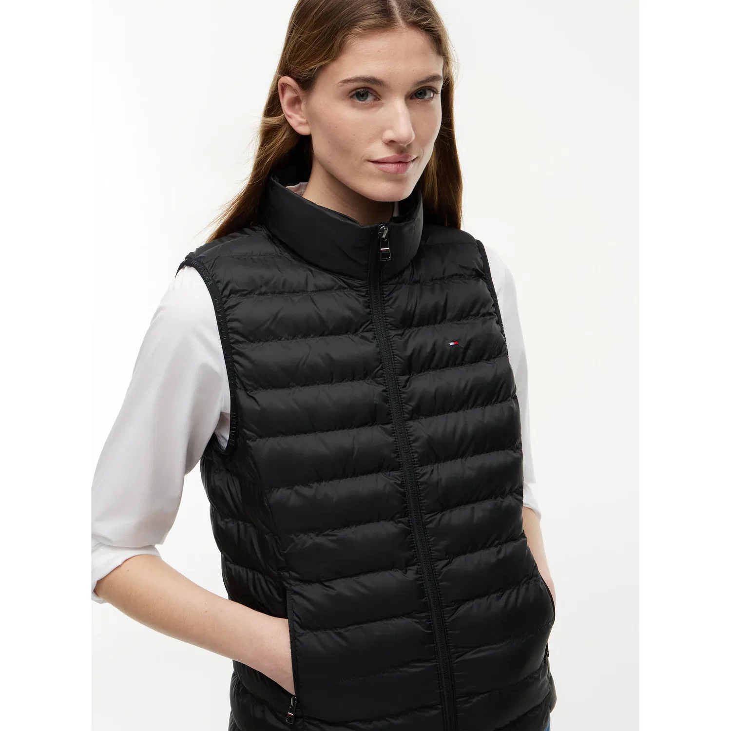 Женская стеганая жилетка с капюшоном Tommy Hilfiger, Black — фото 3
