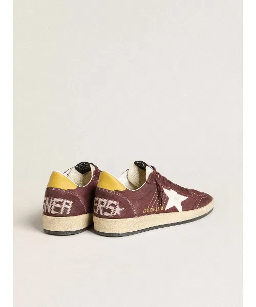 Мужские кроссовки из нубука Ball Star GOLDEN GOOSE бордовые — фото 4