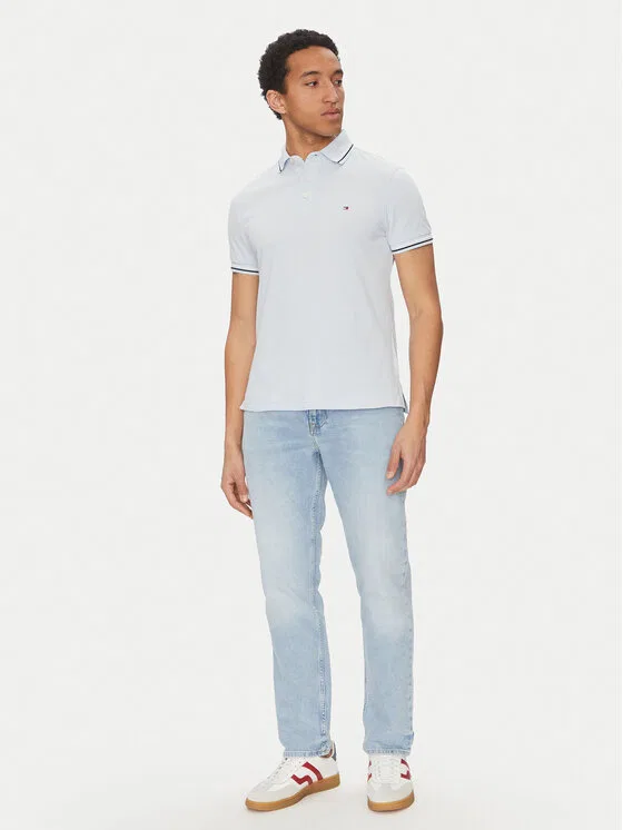 Поло slim fit Seasonal Tommy Hilfiger, светло-голубой — фото 2