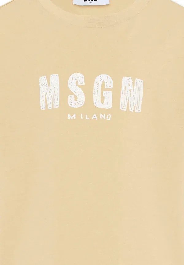 Футболка с принтом Print T-shirt Msgm, Beige, бежевый — фото 3