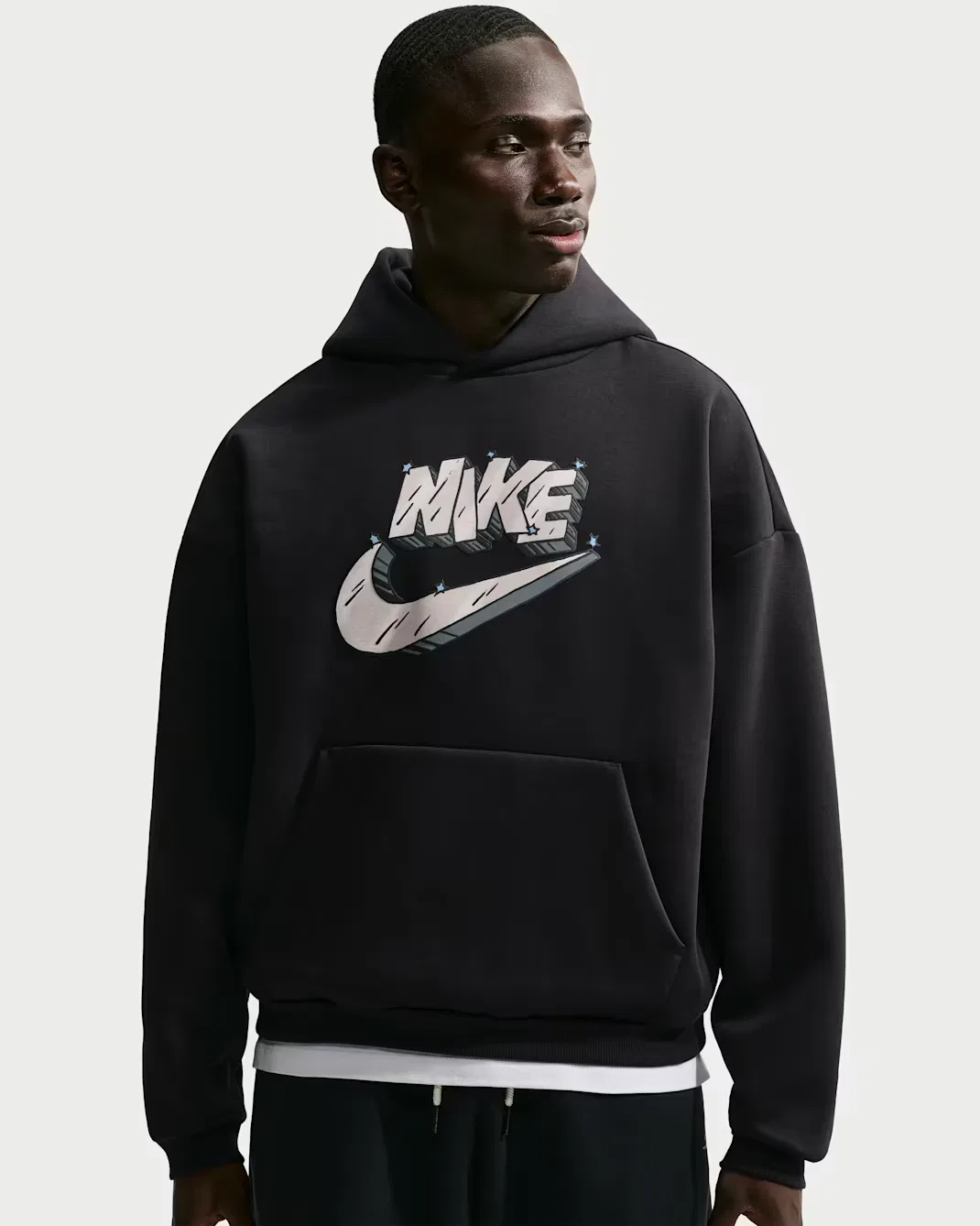Мужская толстовка с капюшоном и начесом в баскетбольном стиле Nike Standard Issue, Black