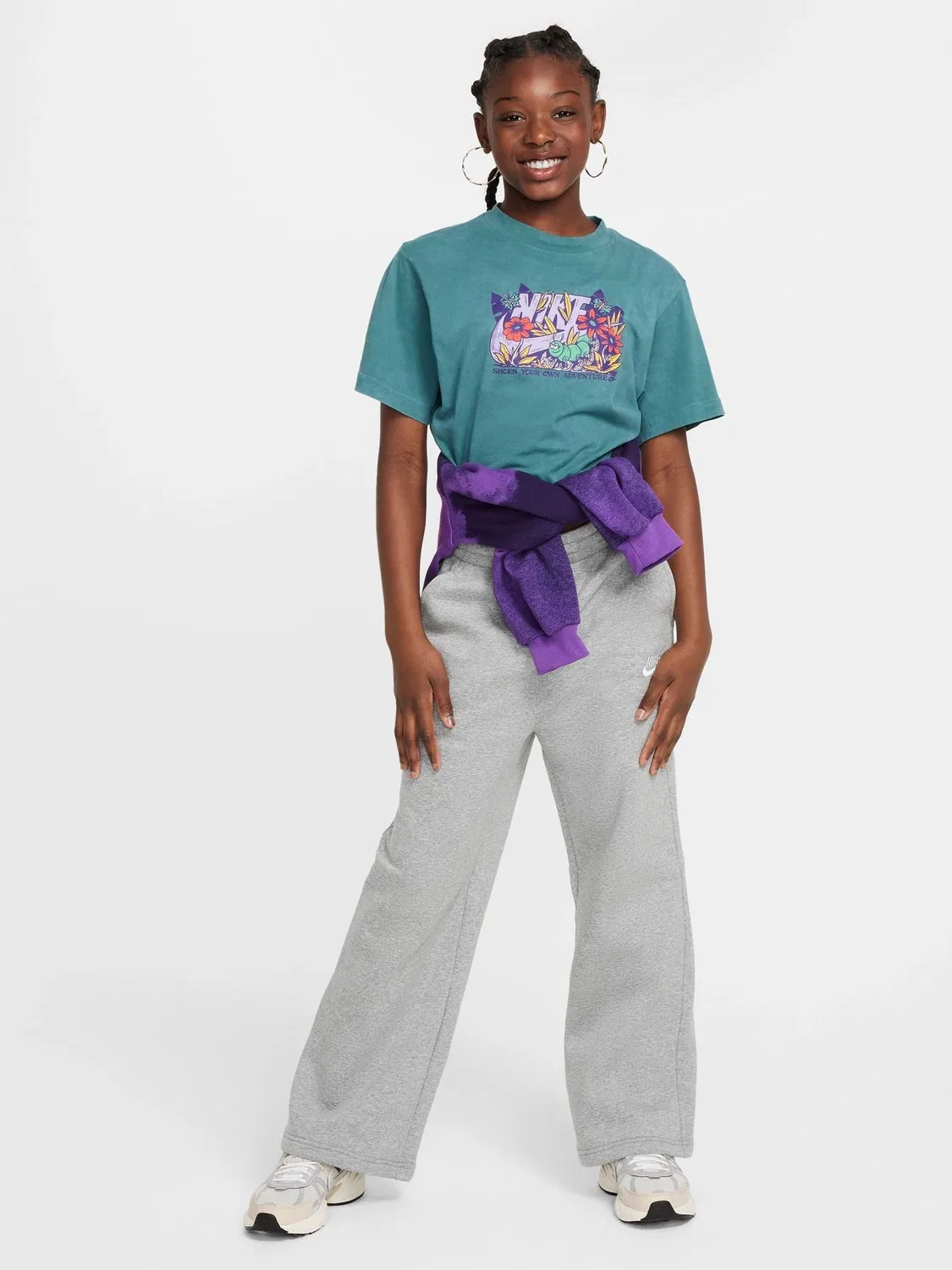 Джоггеры Nike Club Fleece Wide Leg, темно-серый меланж