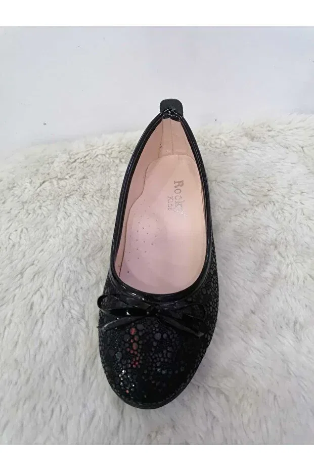 Детские балетки для девочек с ортопедической стелькой Color-Changing girl child bandless orthopedic ballerina shoes Özgür Kids, Black — фото 4