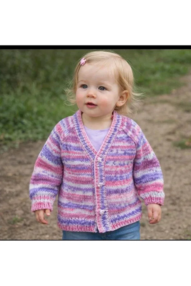 Детский кардиган для девочек с V-образным вырезом Handmade By Sevgi, Pink