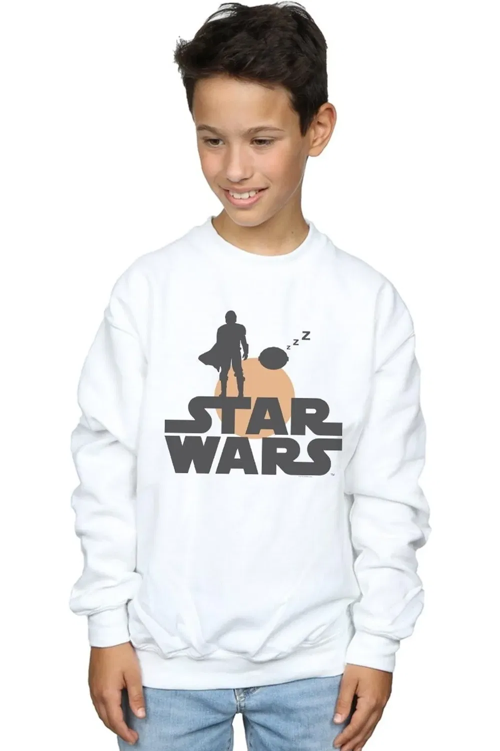 Свитшот с принтом The Mandalorian Mando and the Child Star Wars, White