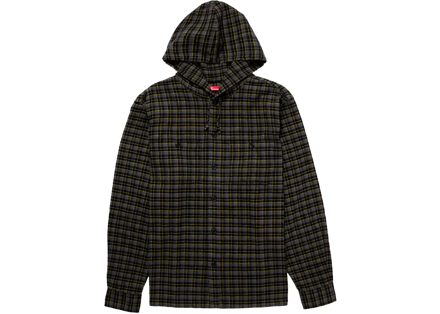Мужская фланелевая рубашка с капюшоном Supreme Mini Plaid, Black