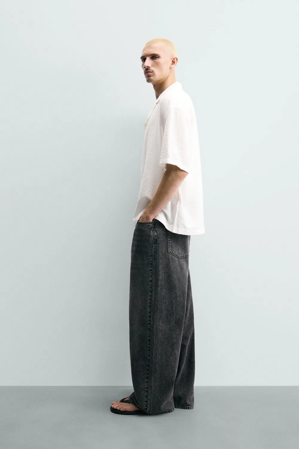 Рубашка свободного кроя стандартного размера ZARA, White — фото 4