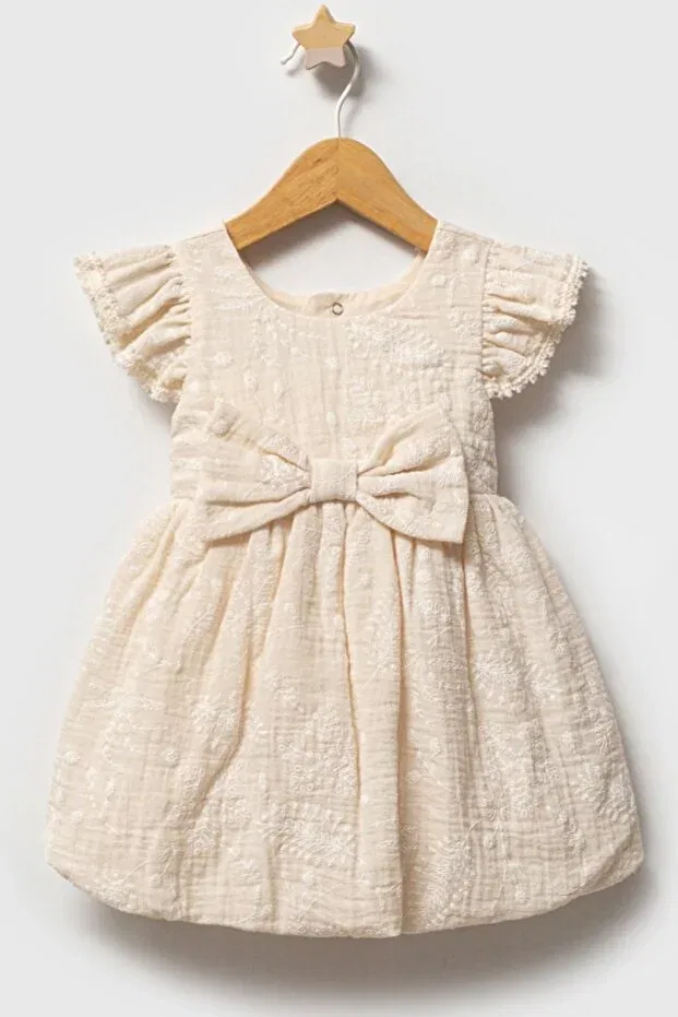 Детское платье для девочек хлопковое Mixmax Bebe, Beige — фото 2