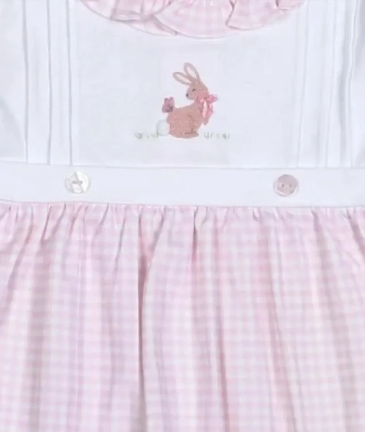 Детский боди-комбинезон для девочек с принтом в клетку Easter Bubble Romper BABY LOREN, розовый — фото 2