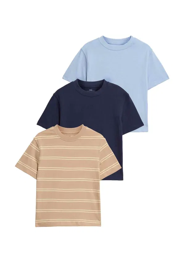 Комплект из 3 футболок с коротким рукавом Basic T-shirt Marks & Spencer, темно-синий mix — фото 2