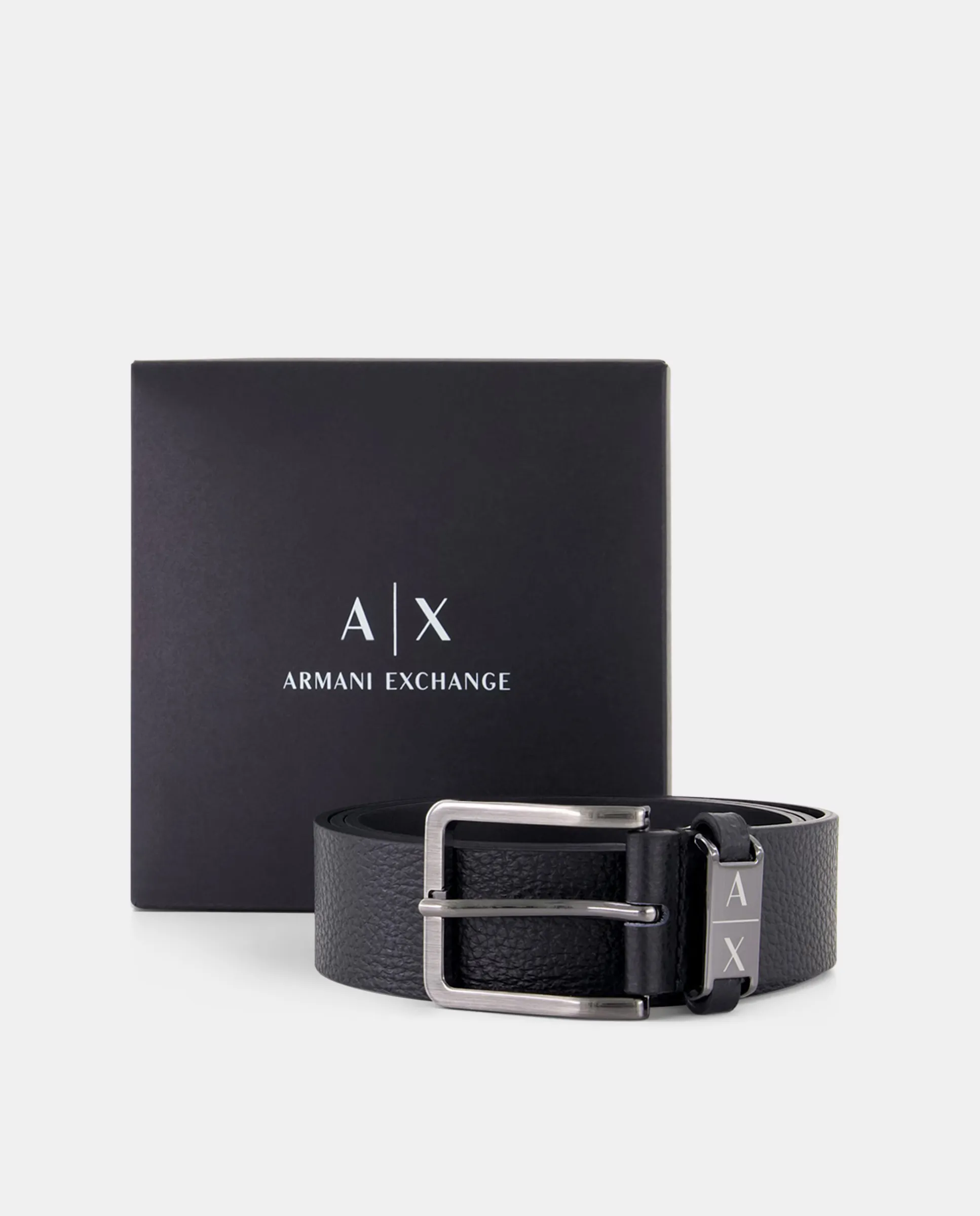 

Кожаный ремень с логотипом на пряжке для мужчин Armani Exchange, черный