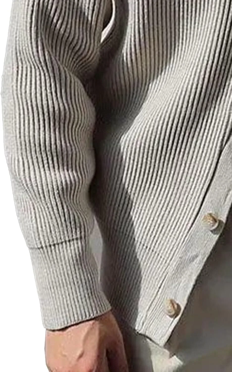 Мужской кардиган с лацканами, Slim Fit, плотная вязка — фото 4