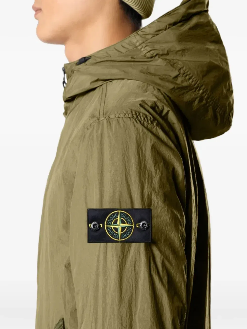 Куртка с капюшоном, окрашенная в готовом виде Stone Island, зеленый — фото 3