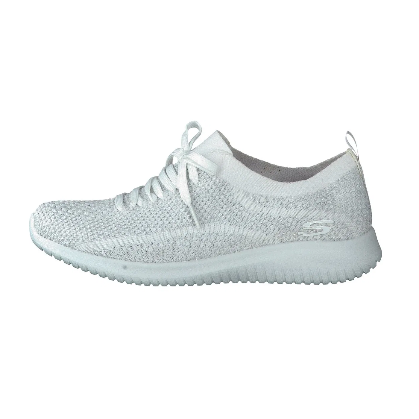 Детские спортивные туфли для девочек легкие с принтом Ultra Flex-Salutations Skechers, White Silver — фото 3