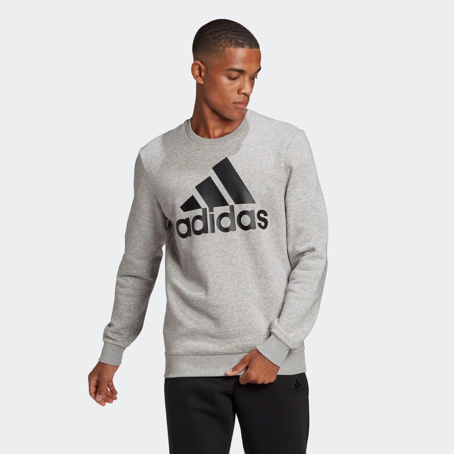 Мужской свитшот с принтом Essentials Big Logo Adidas, Grau Schwarz — фото 3