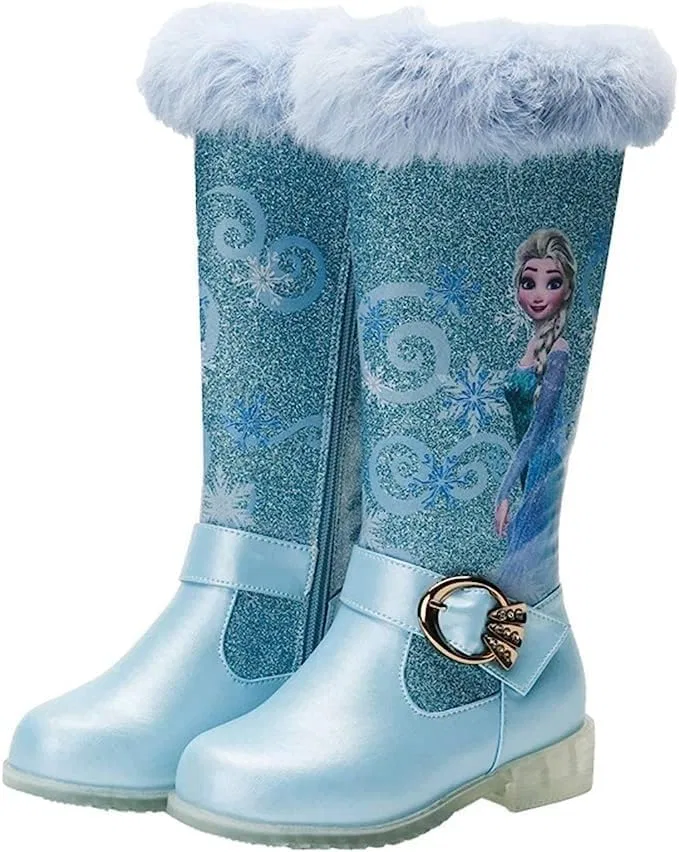 Детские зимние сапоги для девочек с принтом Dids snow boots, Light Blue