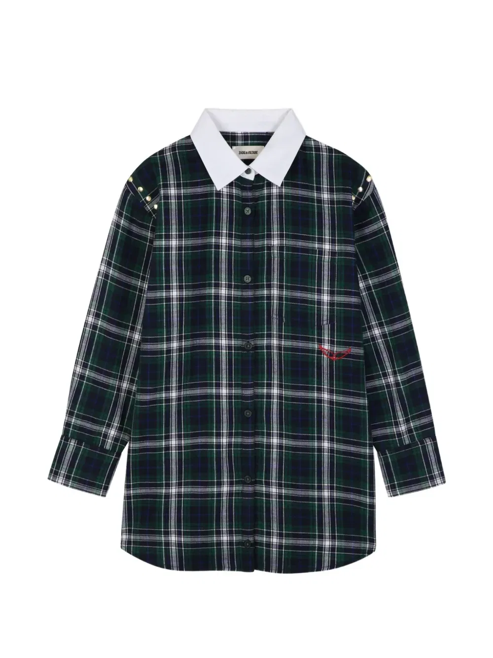 Клетчатое платье с заклепками Zadig & Voltaire Kids, зеленый