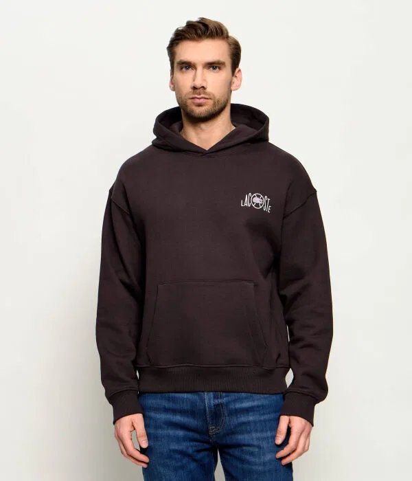 Мужской пуловер с капюшоном хлопковый Loose Fit Lacoste, коричневый