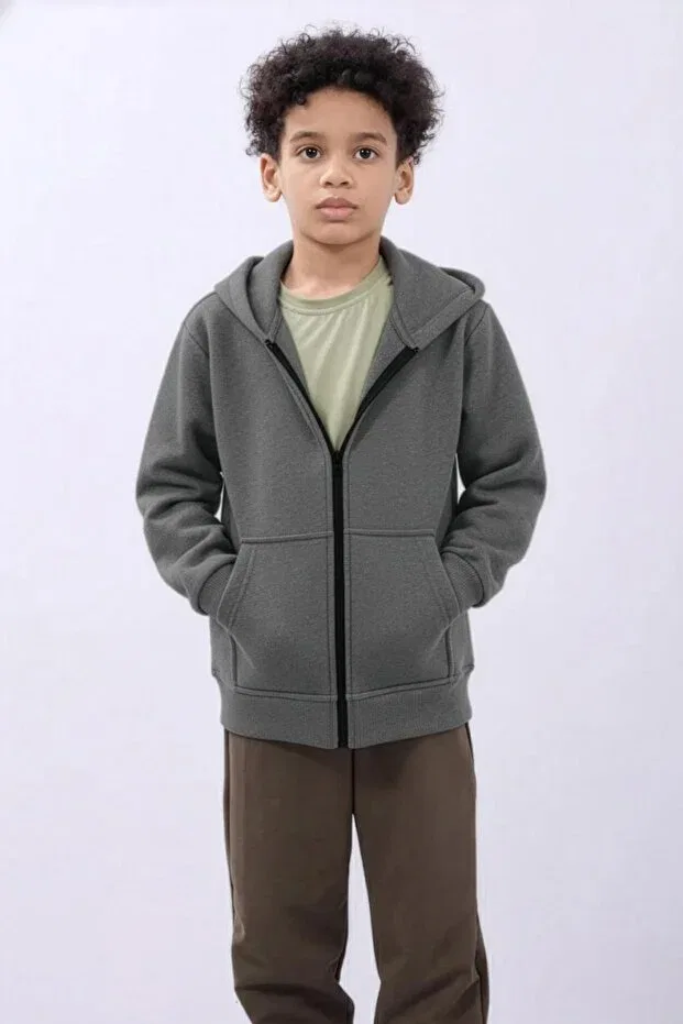 Детский кардиган с капюшоном на молнии Anthracite Comfortable And Stylish Everyday Top Perendi, Anthracite