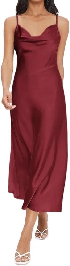 Женское длинное платье на бретелях Elegant, Burgundy