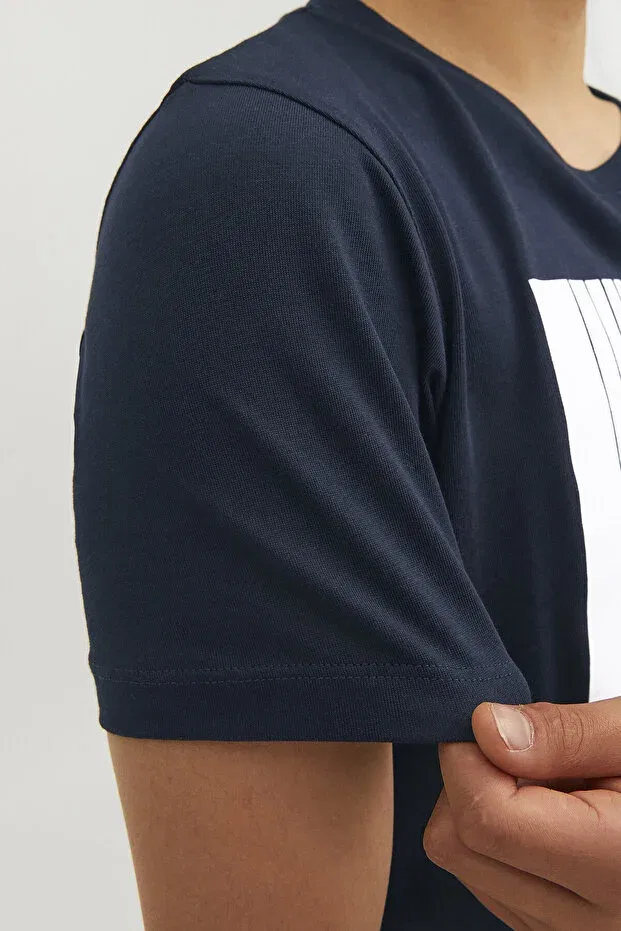 Детская футболка для мальчиков с коротким рукавом Jack & Jones Junior, Navy Blue — фото 2