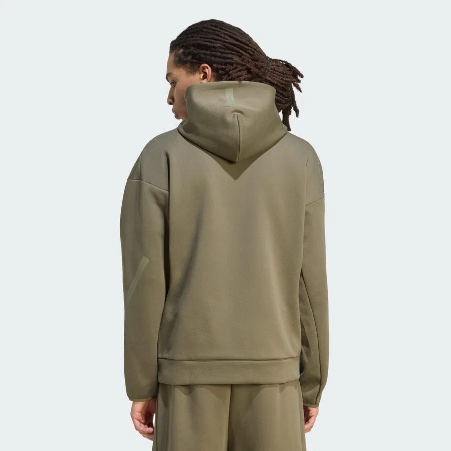 Спортивная кофта с капюшоном на молнии Z.N.E. Full Zip Track Top adidas, Светло-серый — фото 2