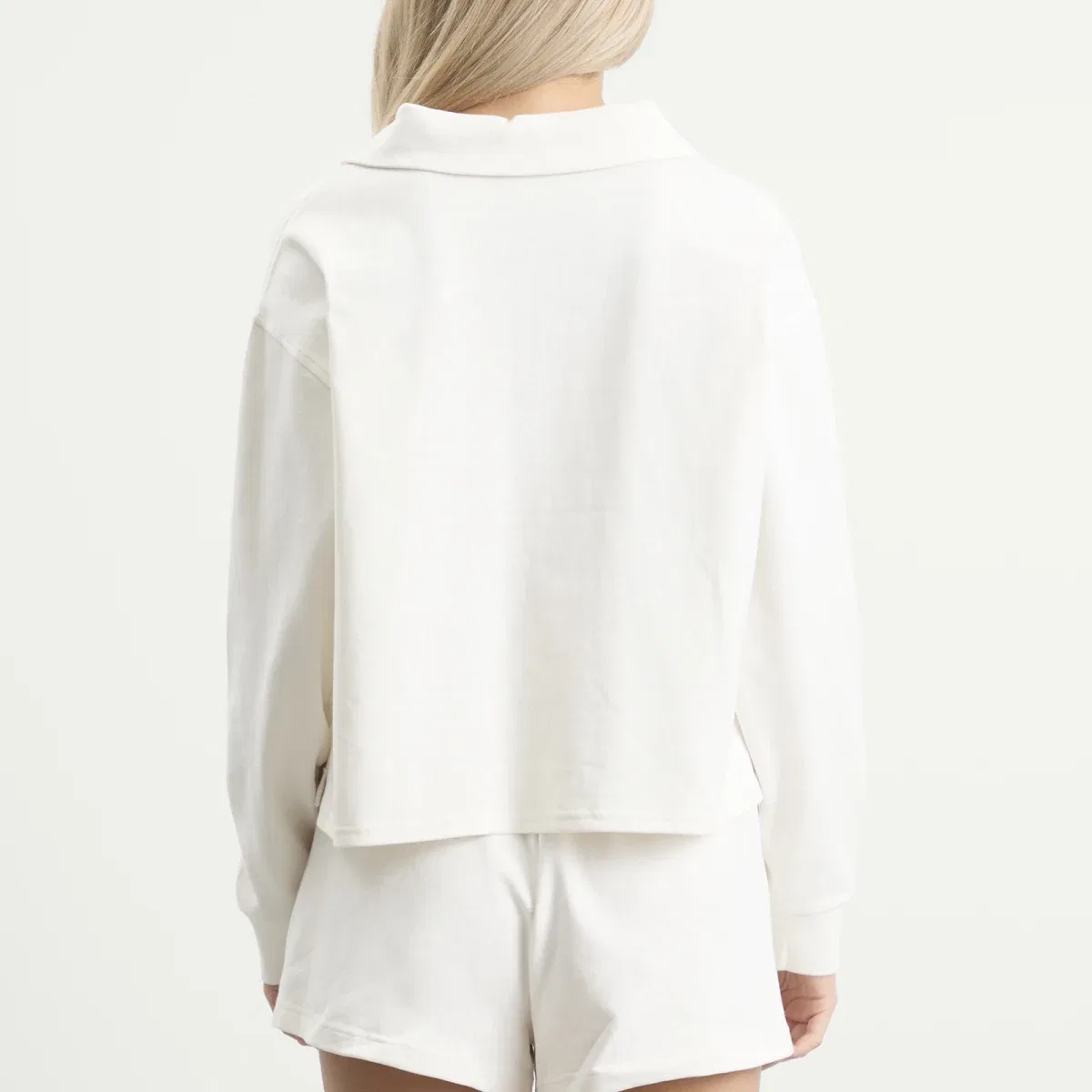Лонгслив женский хлопковый Logo Cotton Jersey Polo Calvin Klein, Tofu — фото 3