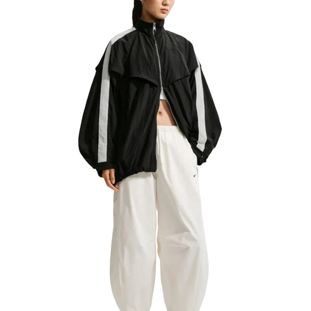 Женская куртка Sportswear Wide Lantern Cut Track Jacket Asia Sizing 'Black Sail' Nike, Black/Sail — фото 2