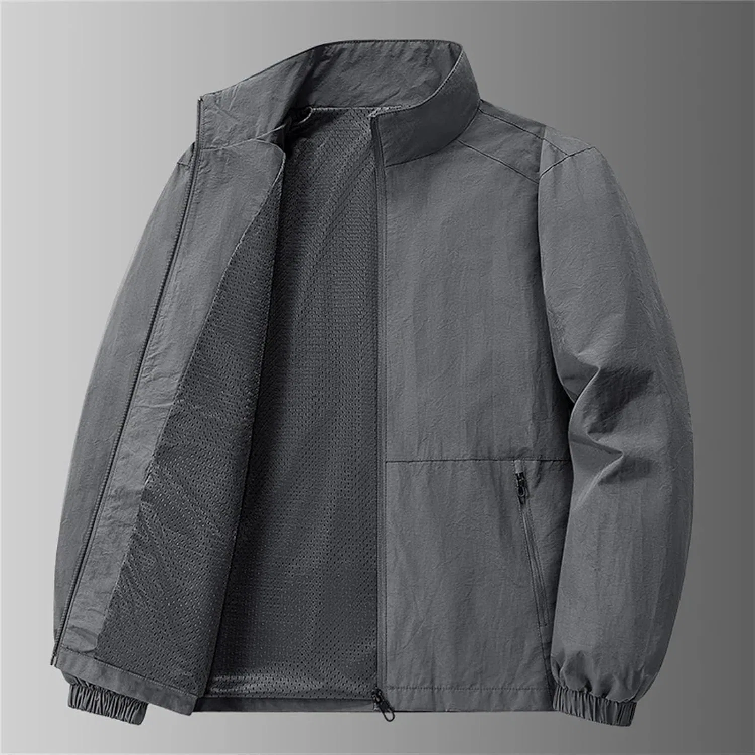 Мужская ветровка с молнией, Bomber Jacket, синий — фото 4