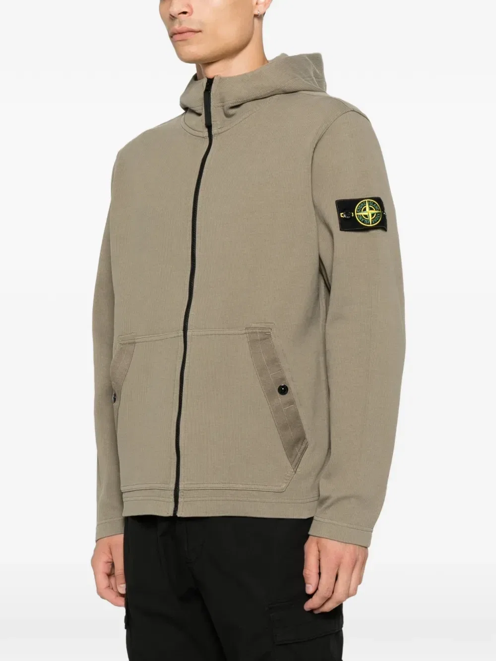 Толстовка на молнии с нашивкой-логотипом Stone Island, зеленый — фото 3