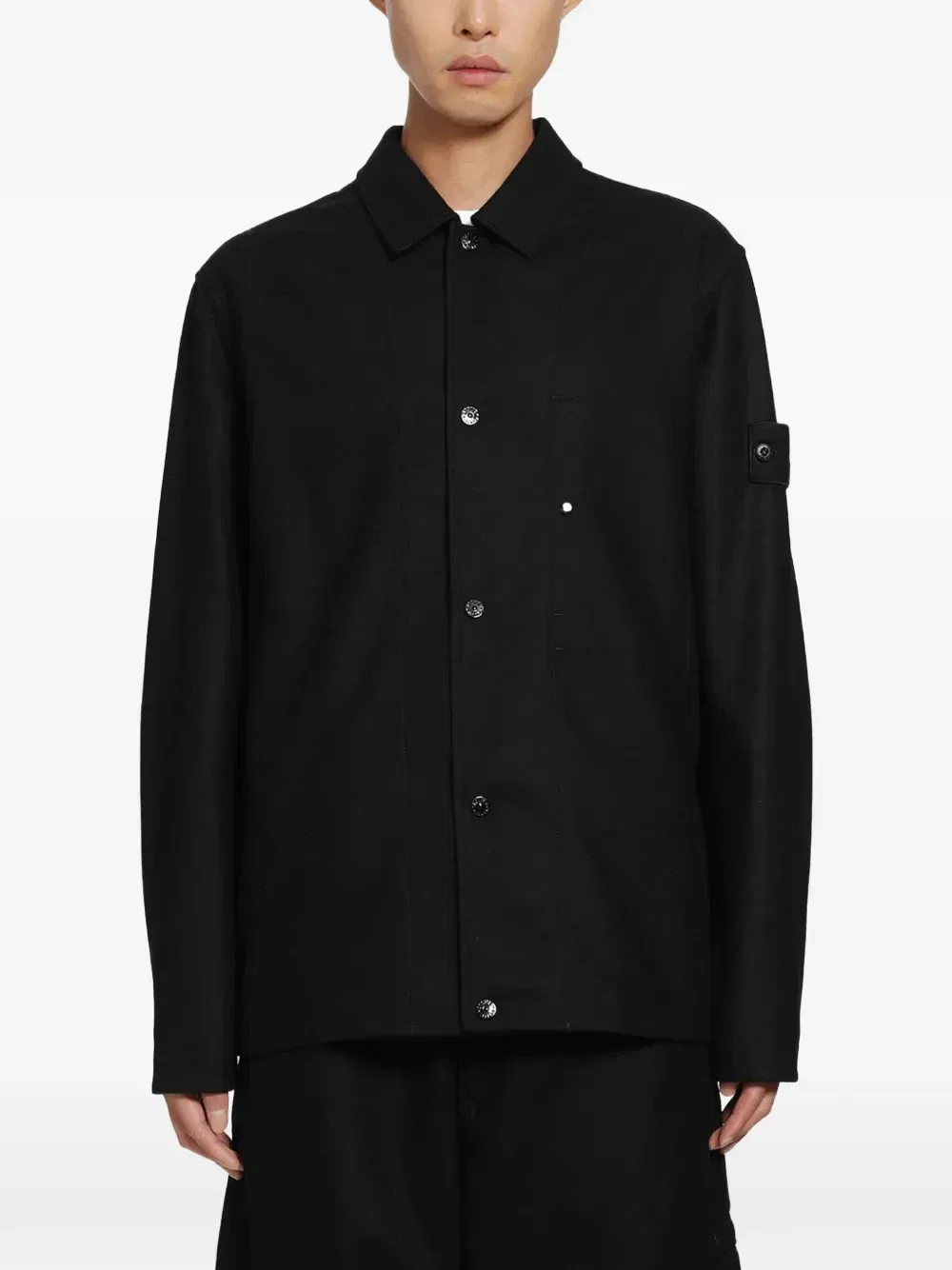 Рубашка на пуговицах с нашивкой-логотипом Stone Island, черный