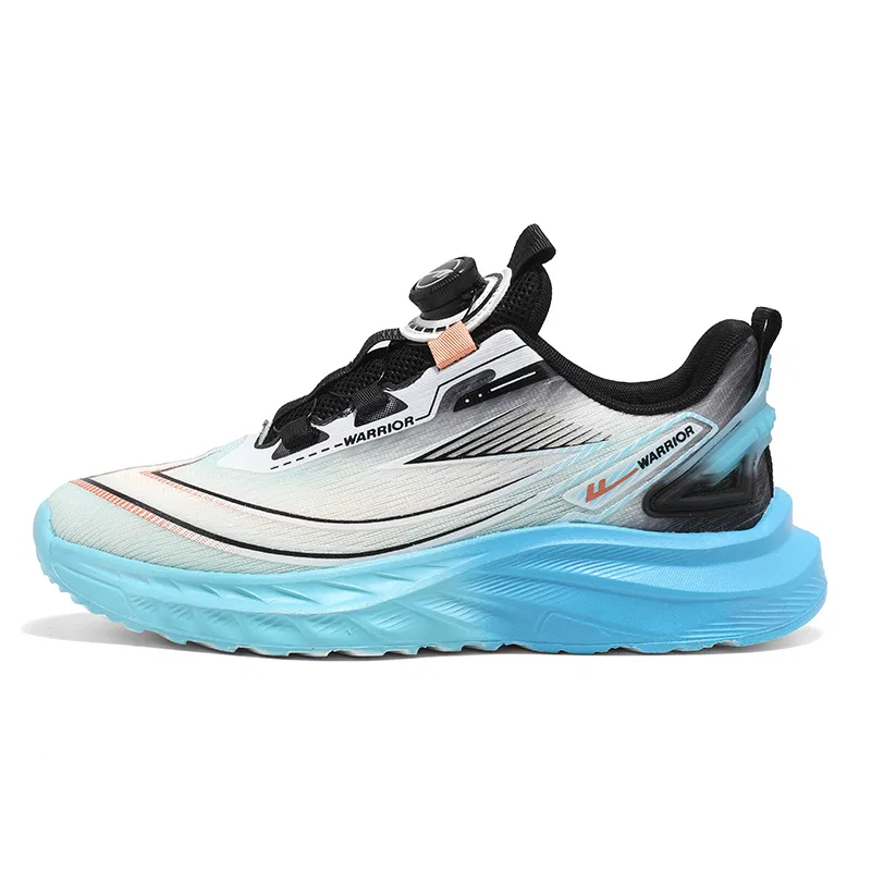 Детские беговые кроссовки с дышащим верхом, Light Blue Black Gray, WARRIOR