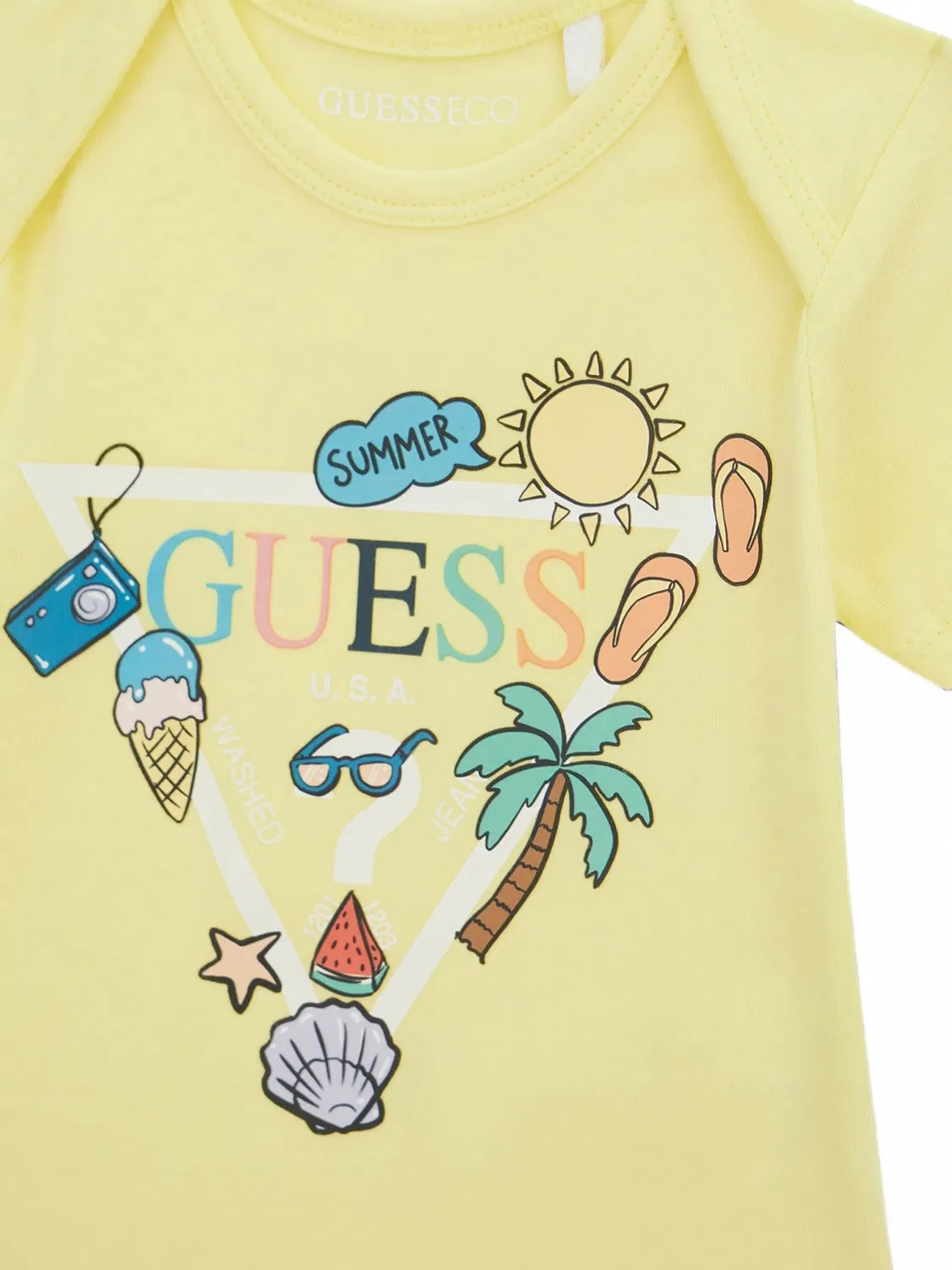 Комплект STR футболка SS боди+шорты Guess Usa, желтый — фото 3