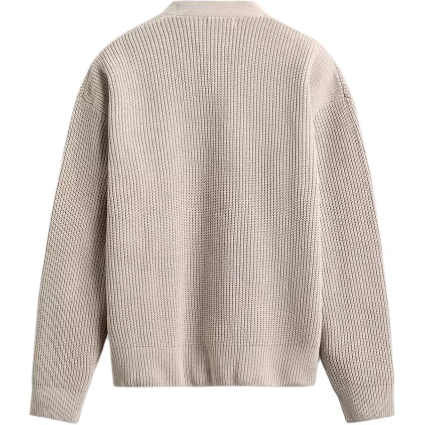 Мужской свитер с V-образным вырезом, свободного кроя, Raw White, ZARA — фото 3