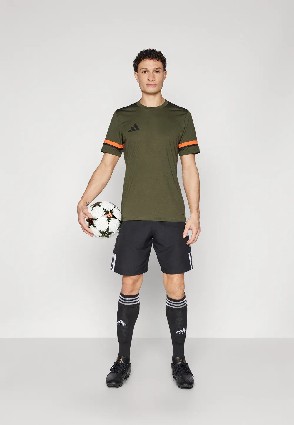 Футболка Squadra25, размер M - спортивная футболка Adidas Performance, Night Cargo/Black/Semi Impact Orange — фото 2