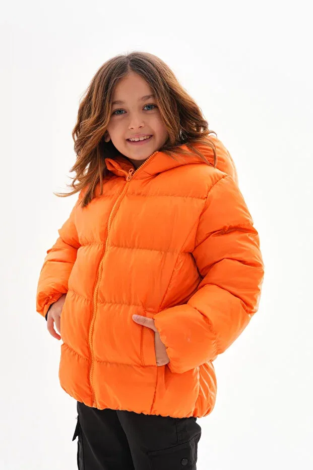 Детское зимнее пальто для девочек с водоотталкивающей пропиткой Petite Roba Kids, Orange