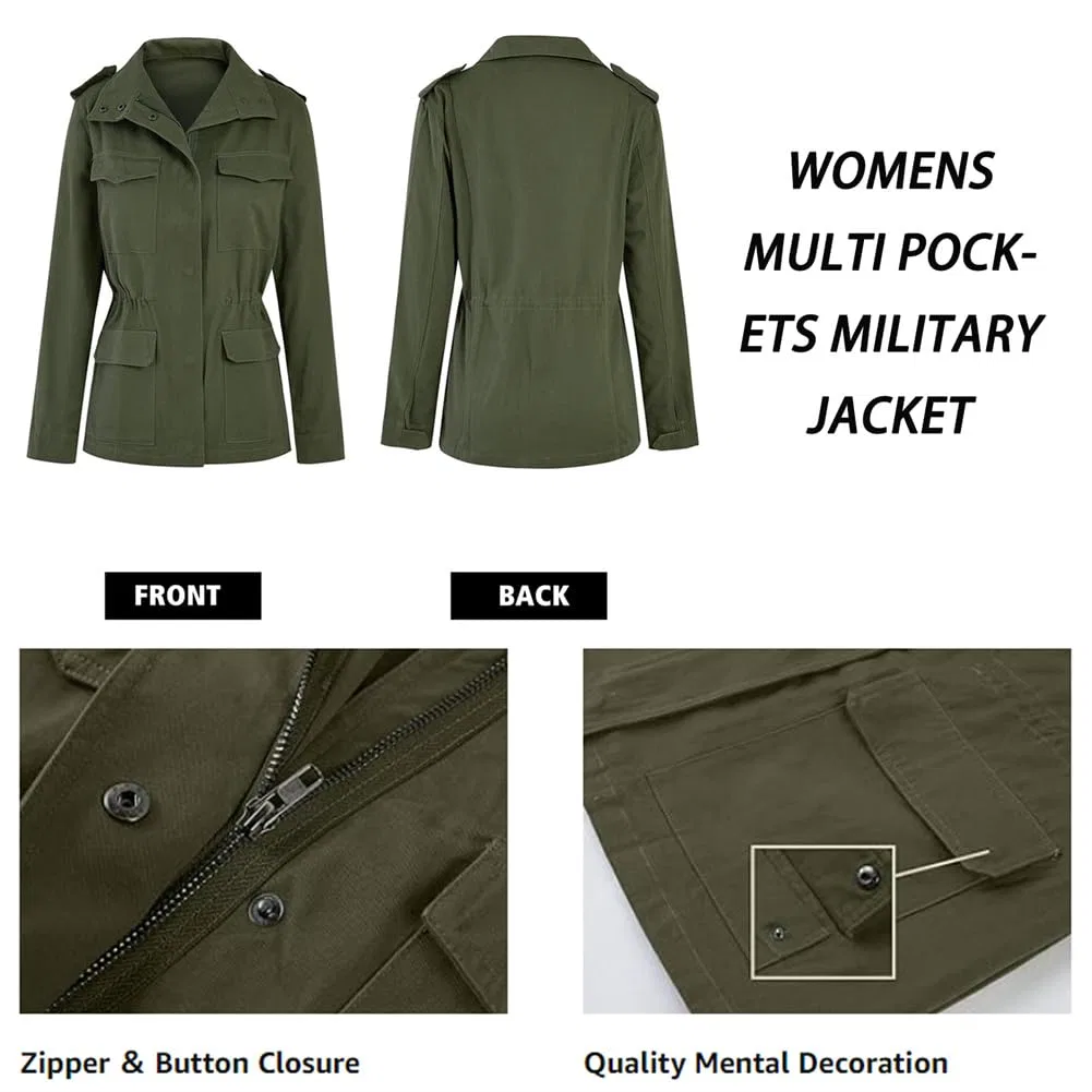 Женское джинсовое пальто с множеством карманов Military Jacket, Red Grape — фото 3