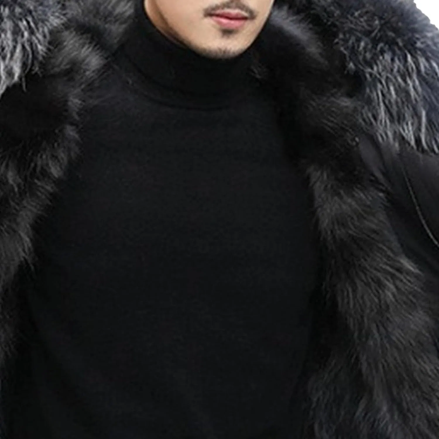 Мужское длинное пальто из искусственного меха, Winter Faux Fur Coats, серый — фото 4