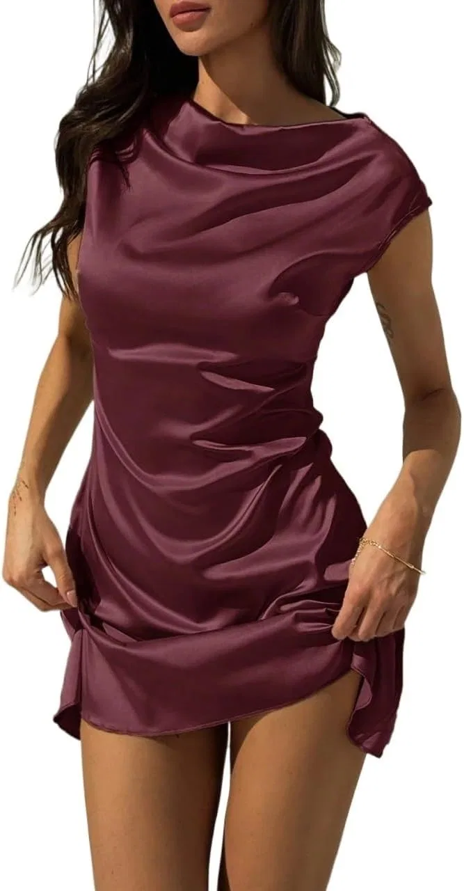 Женское элегантное платье миди A-line Sleeveless, Maroon