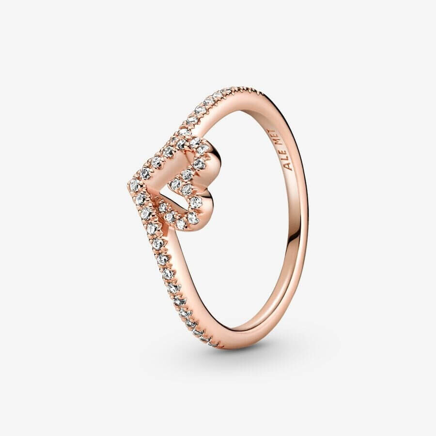 

Кольцо Pandora Timeless Sparkling Wishbone Heart, розовое золото