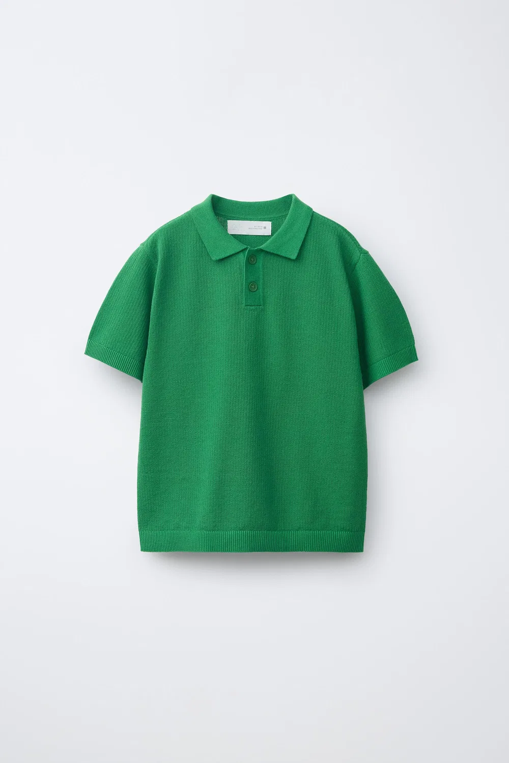 Однотонная фактурная рубашка-поло ZARA, Green