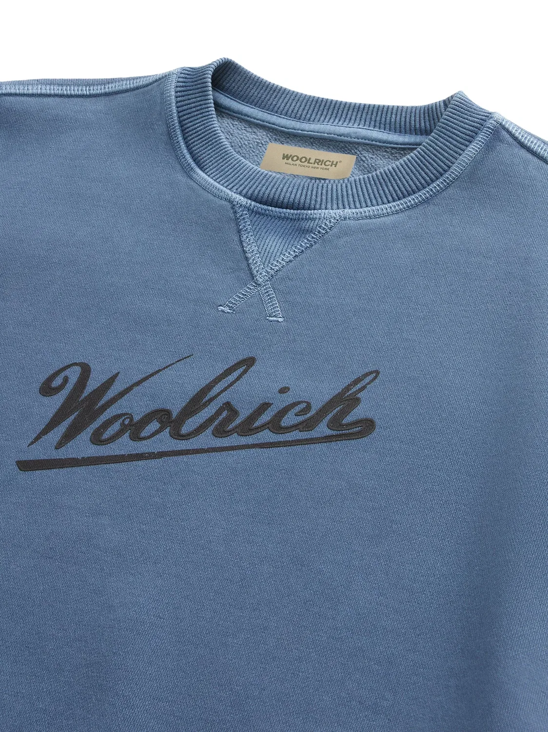 Свитшот с круглым вырезом, окрашенный в гранже Woolrich, синий — фото 4