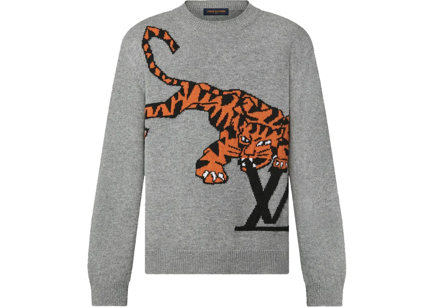 Мужской пуловер с принтом Tiger Intarsia Louis Vuitton, Grey